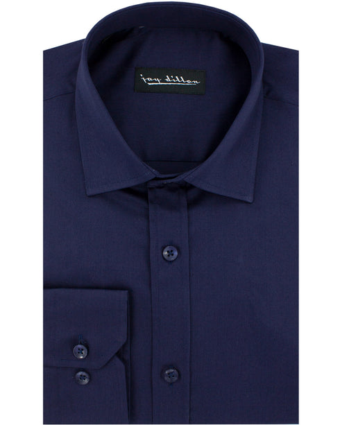 Navy Cotton Sateen Shirt